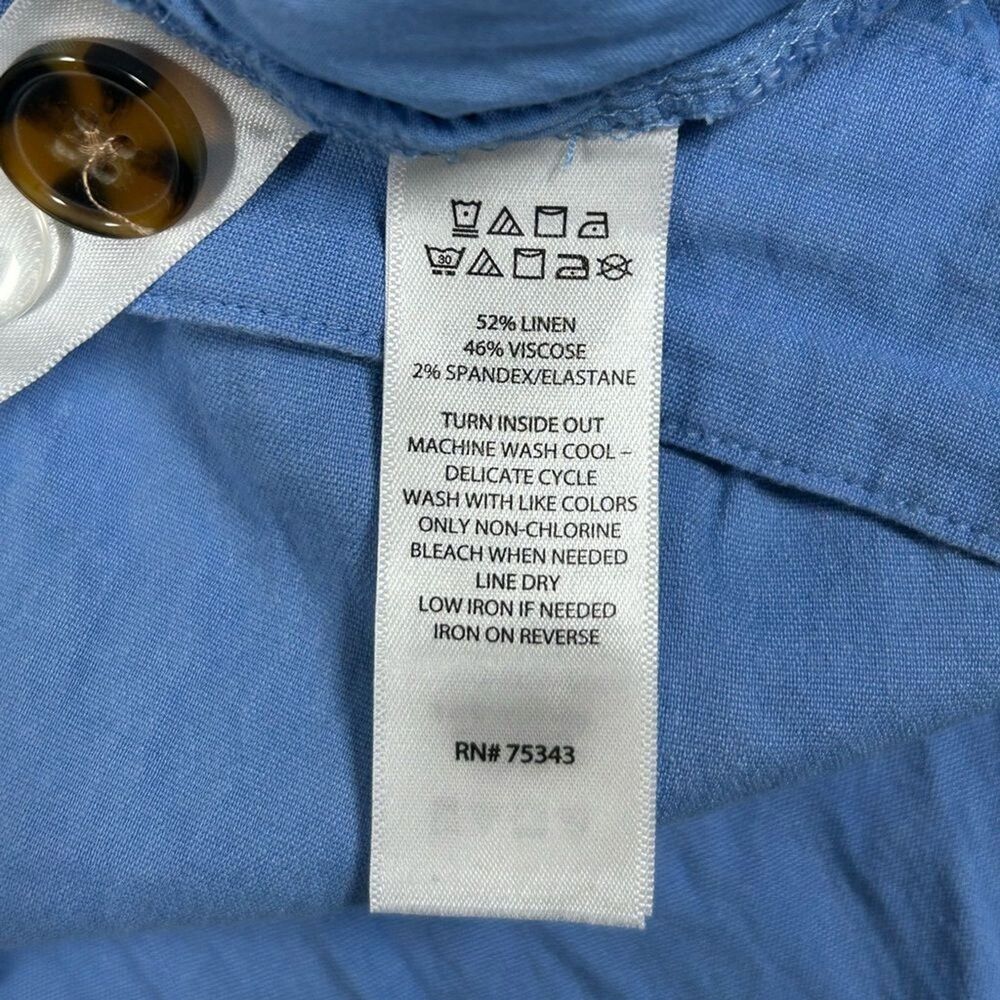 Halston Linen Blend Wide Leg High Rise Blue Ankle Pants Women’s Size 10 - Picture 7 of 7